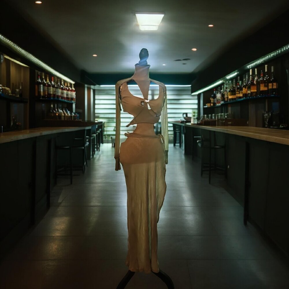 DARKER WAVS RIBBED CUTOUT DRESS